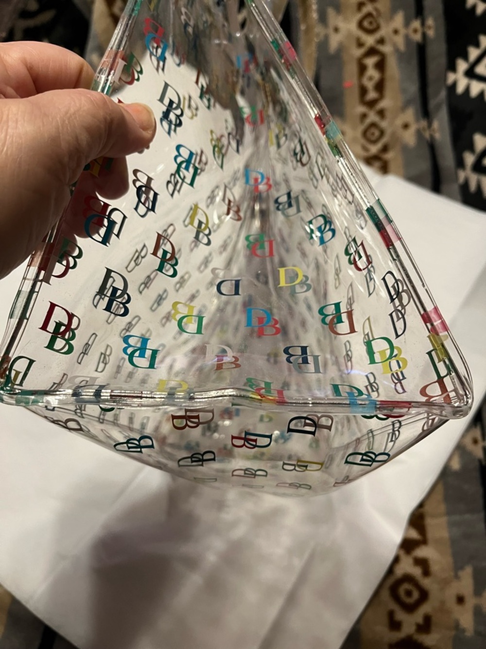 Dooney & Bourke NWT Clear Tote with Multicolor DB Logo and Cream Handles - Picture 7 of 10